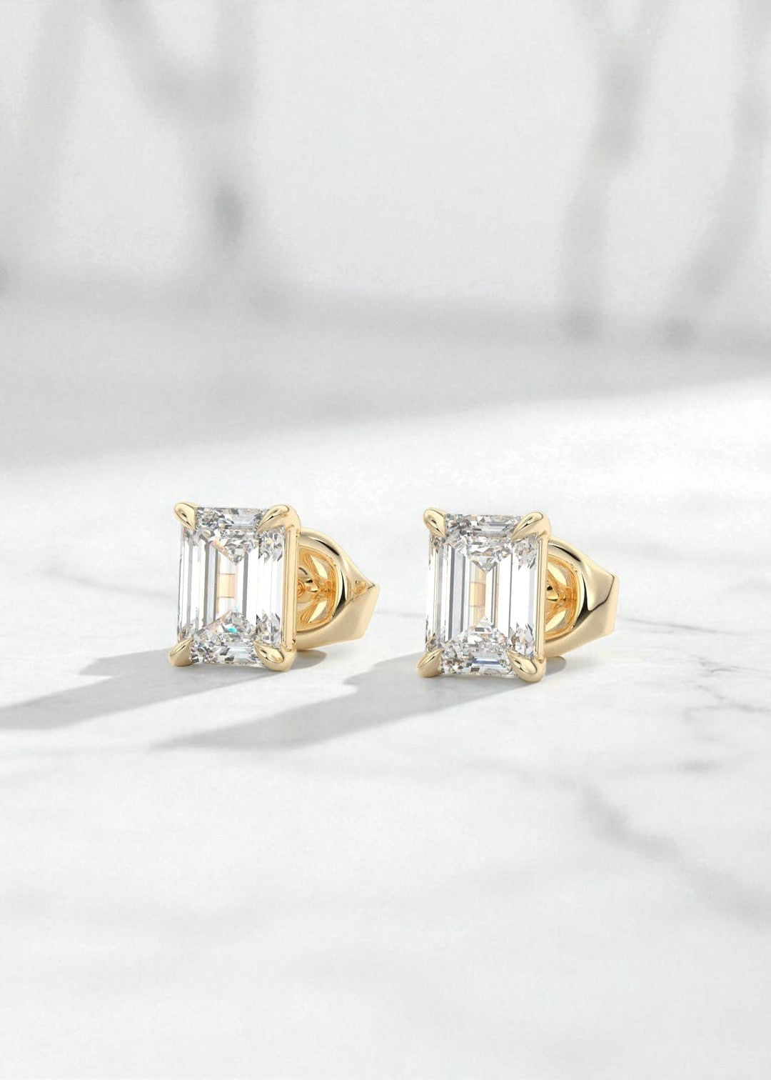 3.00ct Emerald Cut Moissanite Stud Earrings , Classic Solitaire Earrings