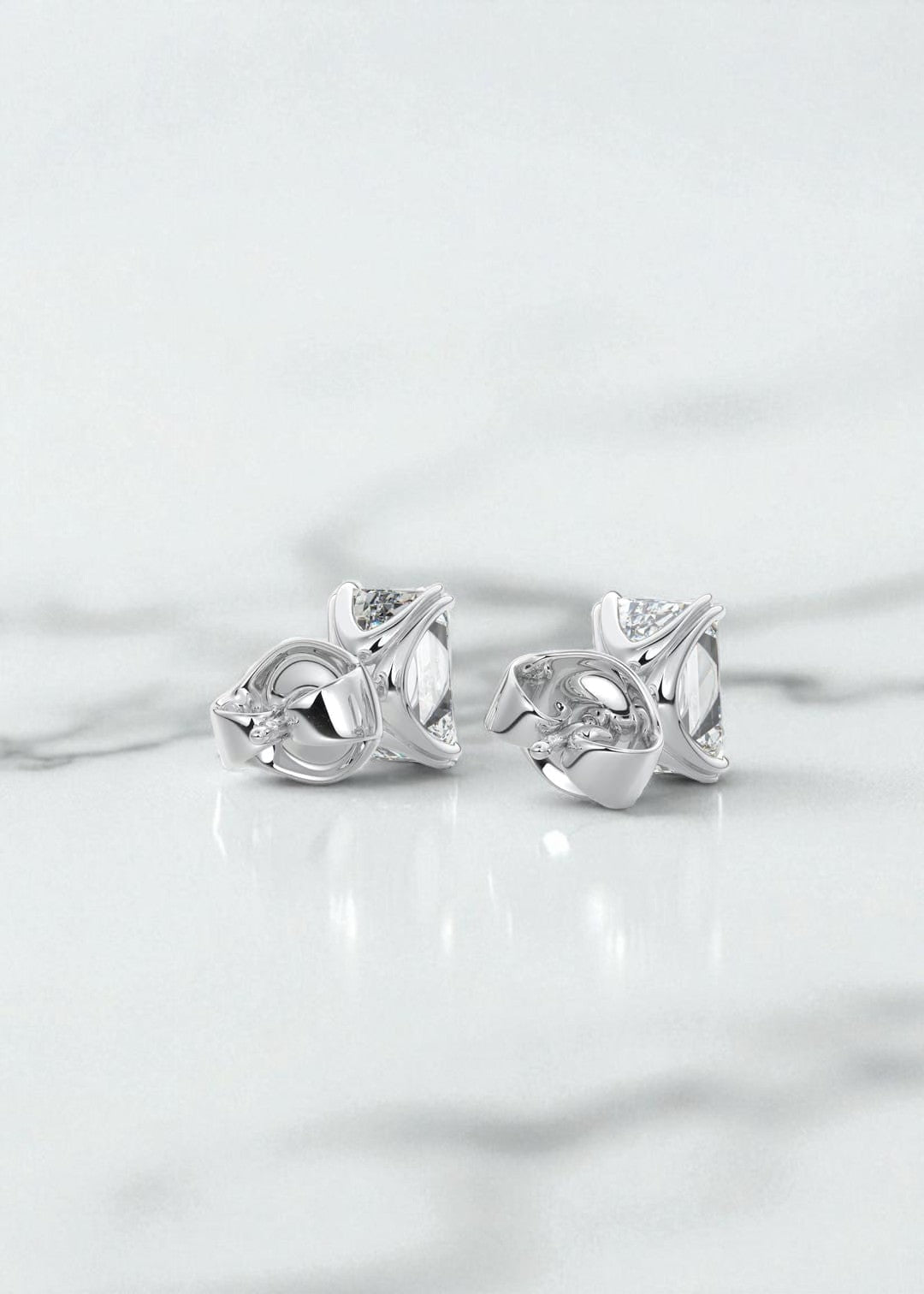 2.50ct Double Scoop Emerald Cut Moissanite Stud Earrings