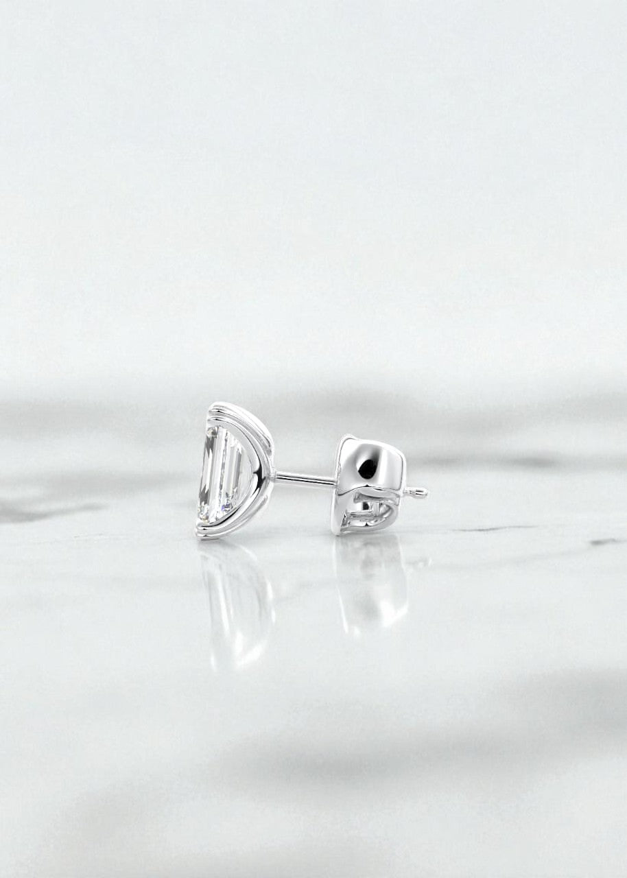2.50ct Double Scoop Emerald Cut Moissanite Stud Earrings