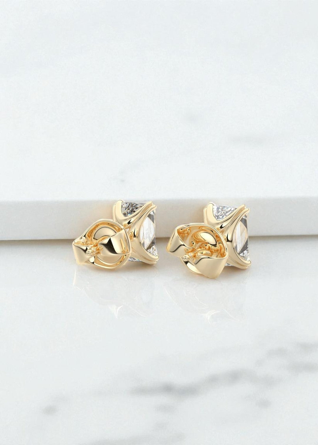 2.50ct Double Scoop Emerald Cut Moissanite Stud Earrings