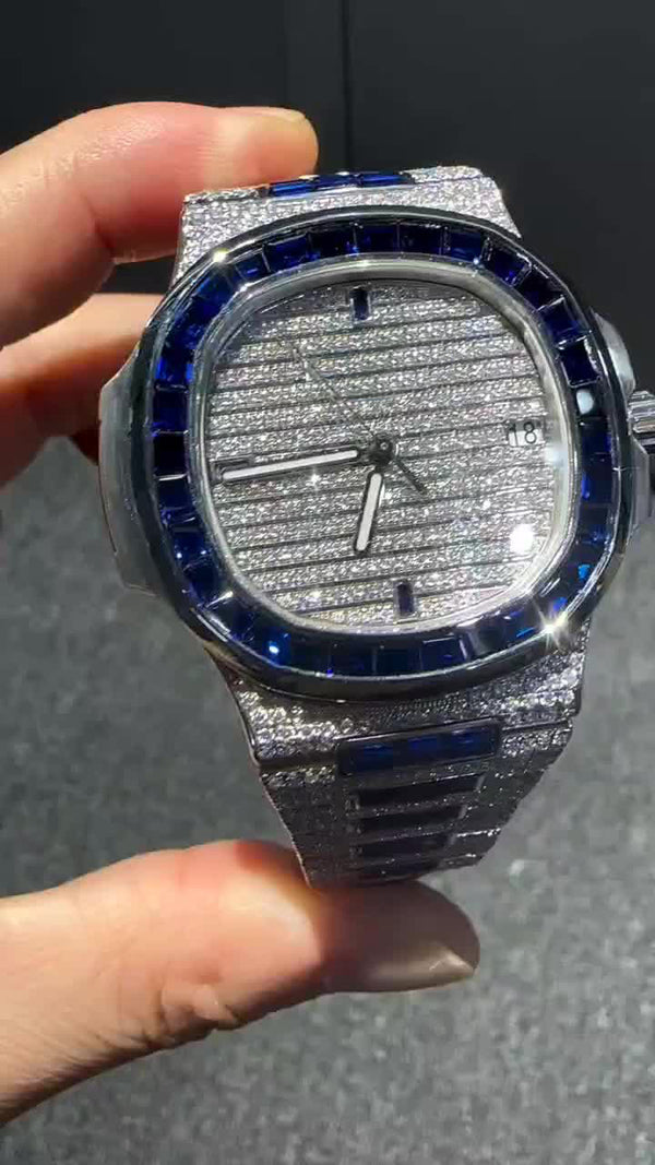 P Moissanite Diamond Watch | Moissanite watch | Custom Made diamond watch |   W 183