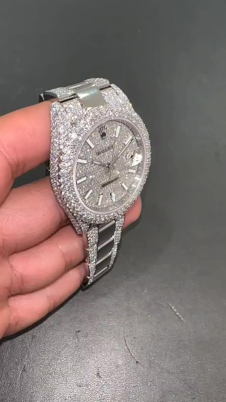 Rolex Date-Just Moissanite Diamond Watch  W 186