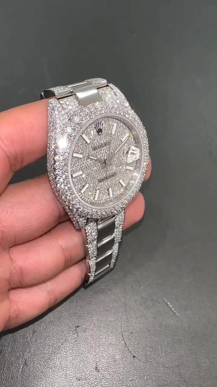 Rolex Date-Just Moissanite Diamond Watch  W 186