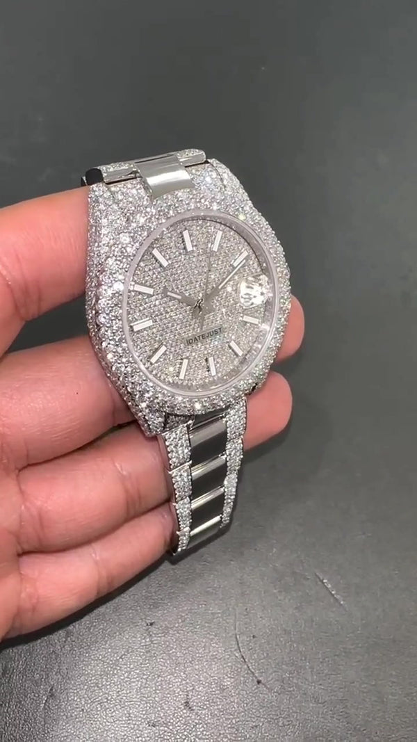 R Moissanite Diamond Watch | Moissanite watch | Custom Made diamond watch |   W 186