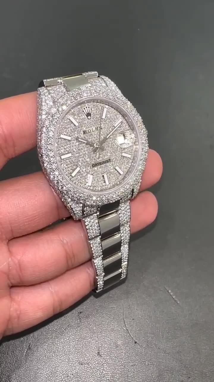 Rolex Date-Just Moissanite Diamond Watch  W 186