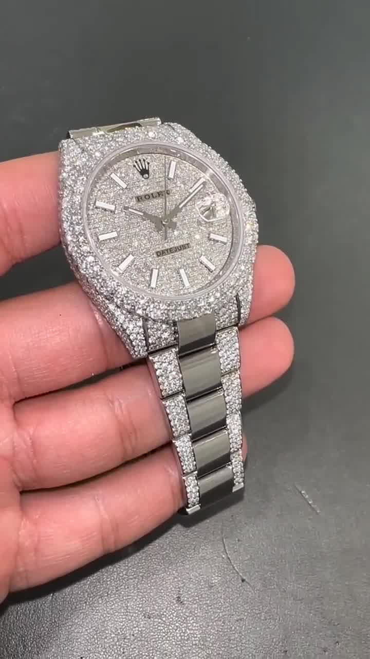 Rolex Date-Just Moissanite Diamond Watch  W 186