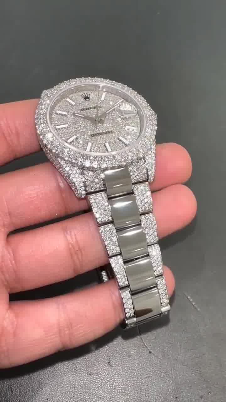 Rolex Date-Just Moissanite Diamond Watch  W 186