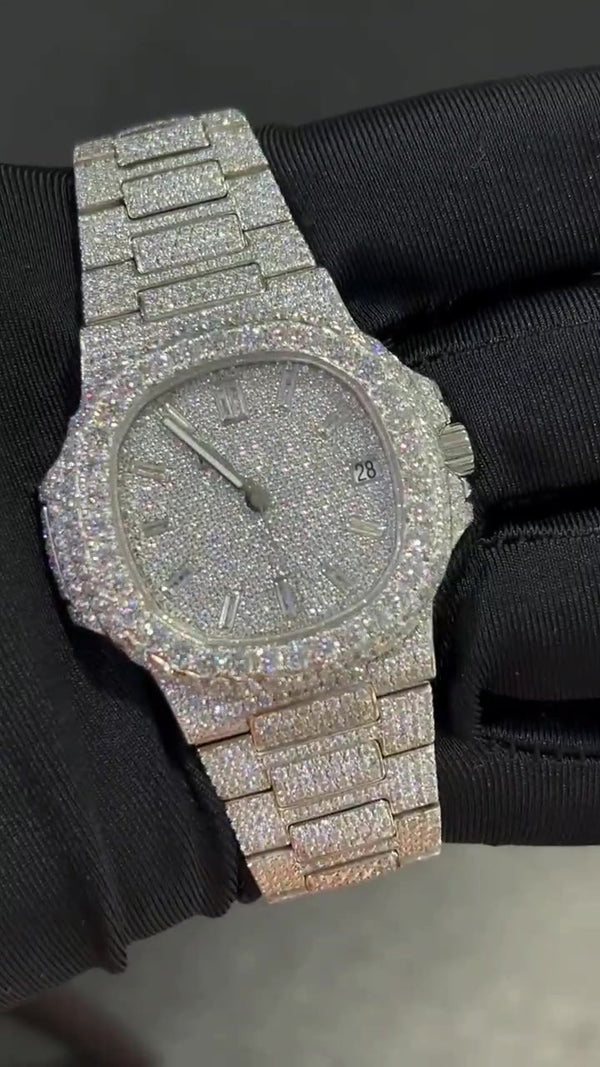 P Moissanite Diamond Watch | Moissanite watch | Custom Made diamond watch |  W 187