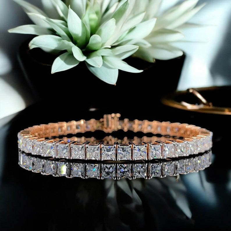 3.2mm Princess Cut Moissanite Tennis Bracelet