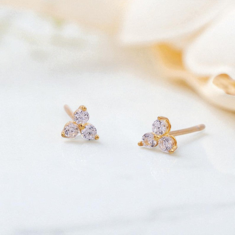 Lab Grown Diamond Tiny Trio Stud Earrings