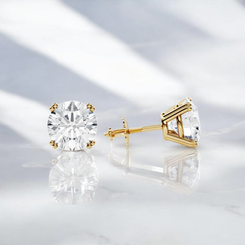 1.50 Carat Round cut Moissanite Stud Earrings , Solitaire Earrings