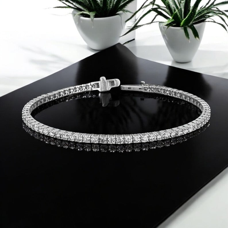 4.00Ct Round Cut Moissanite Women's Tennis Bracelet 14k White Gold