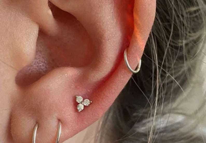 Lab Grown Diamond Tiny Trio Stud Earrings