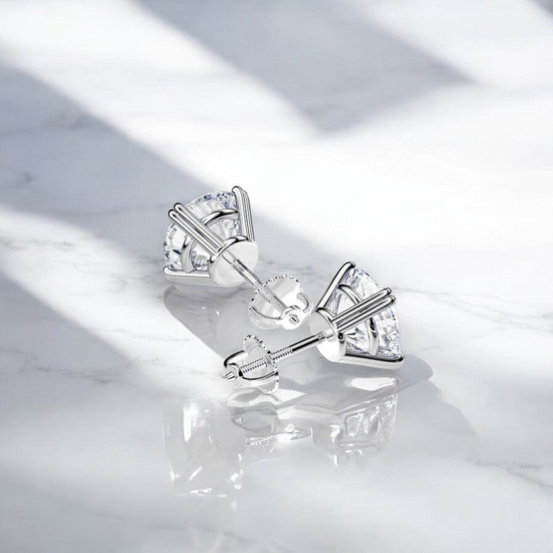 1.50 Carat Round cut Moissanite Stud Earrings , Solitaire Earrings
