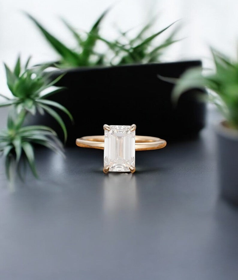 2.5 CT Emerald Cut Moissanite Engagement Ring