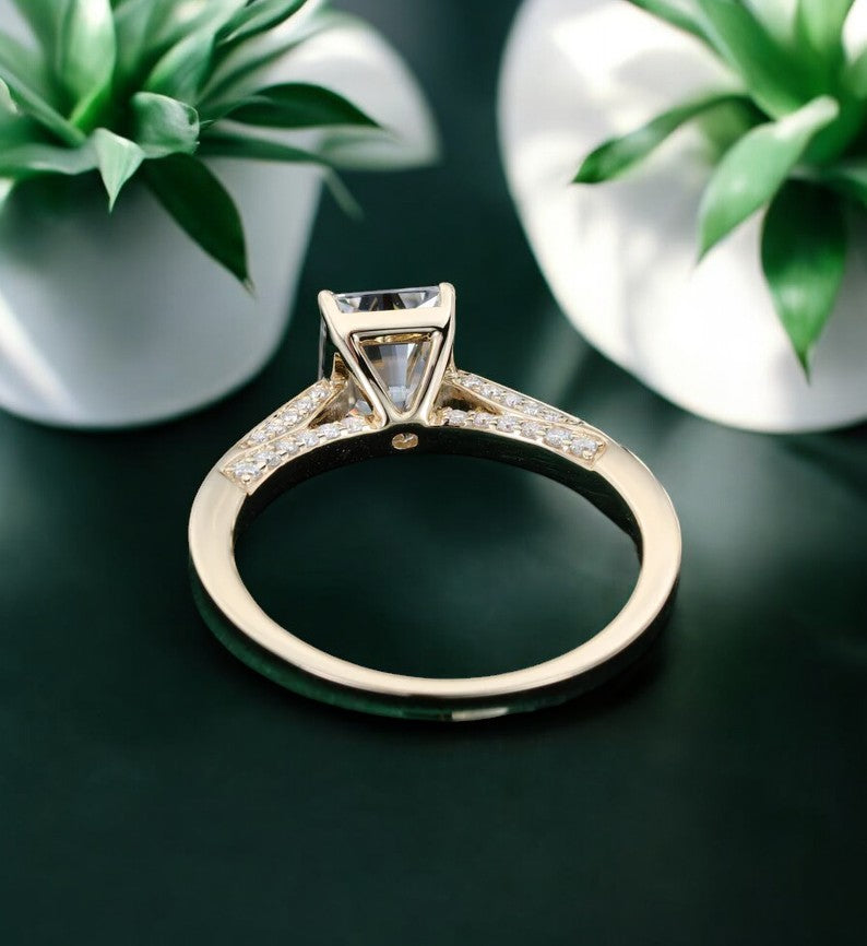 1.00ct Emerald cut Moissanite engagement Ring