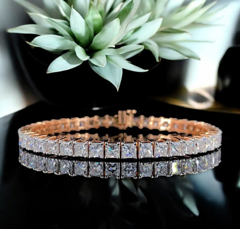 3.2mm Princess Cut Moissanite Tennis Bracelet