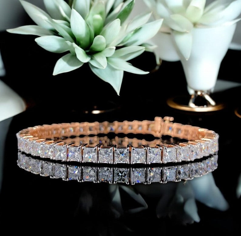 3.2mm Princess Cut Moissanite Tennis Bracelet