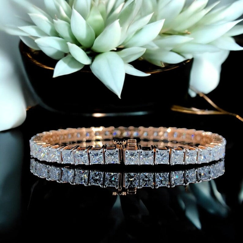 3.2mm Princess Cut Moissanite Tennis Bracelet