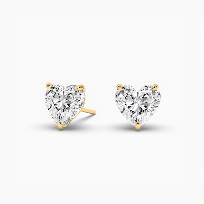 Heart Cut Solitaire Moissanite Diamond Stud Earrings