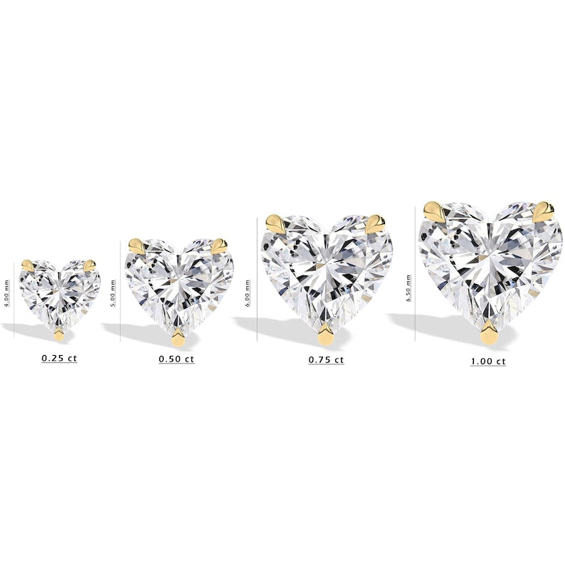 Heart Cut Solitaire Moissanite Diamond Stud Earrings