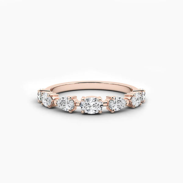 Oval and Pear Cut Moissanite Diamond Womens Wedding Band