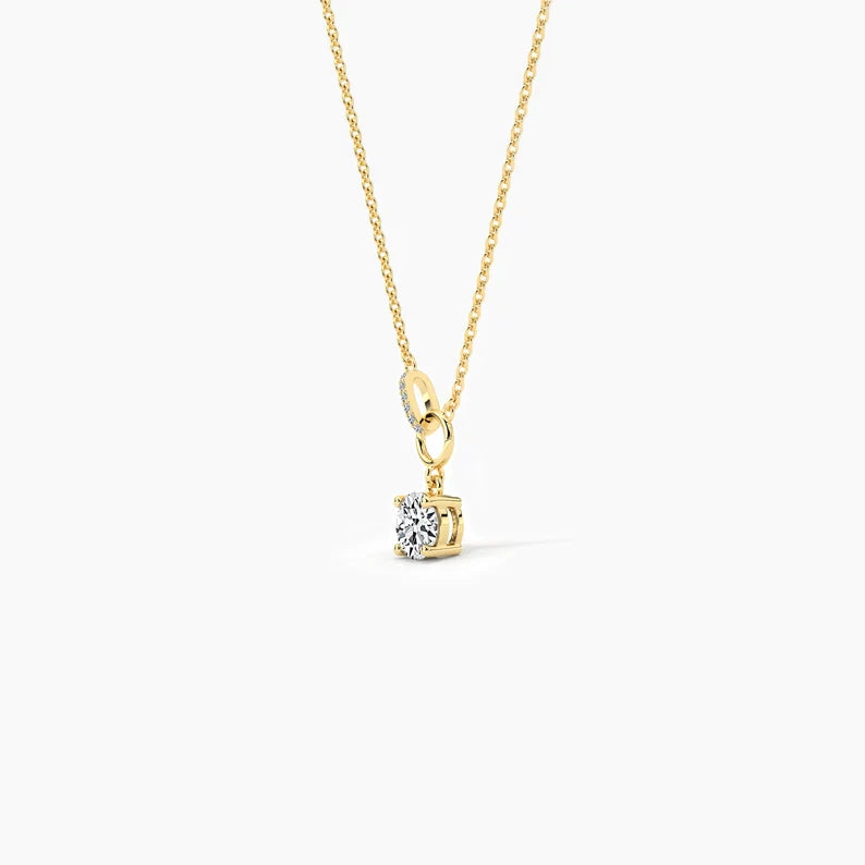 Unique 1.00ct Round Moissanite Diamond Interlocking Necklaces For Women