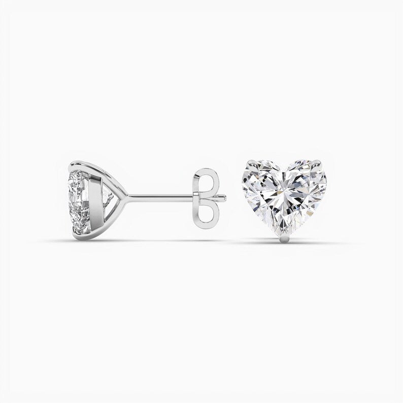 Heart Cut Solitaire Moissanite Diamond Stud Earrings