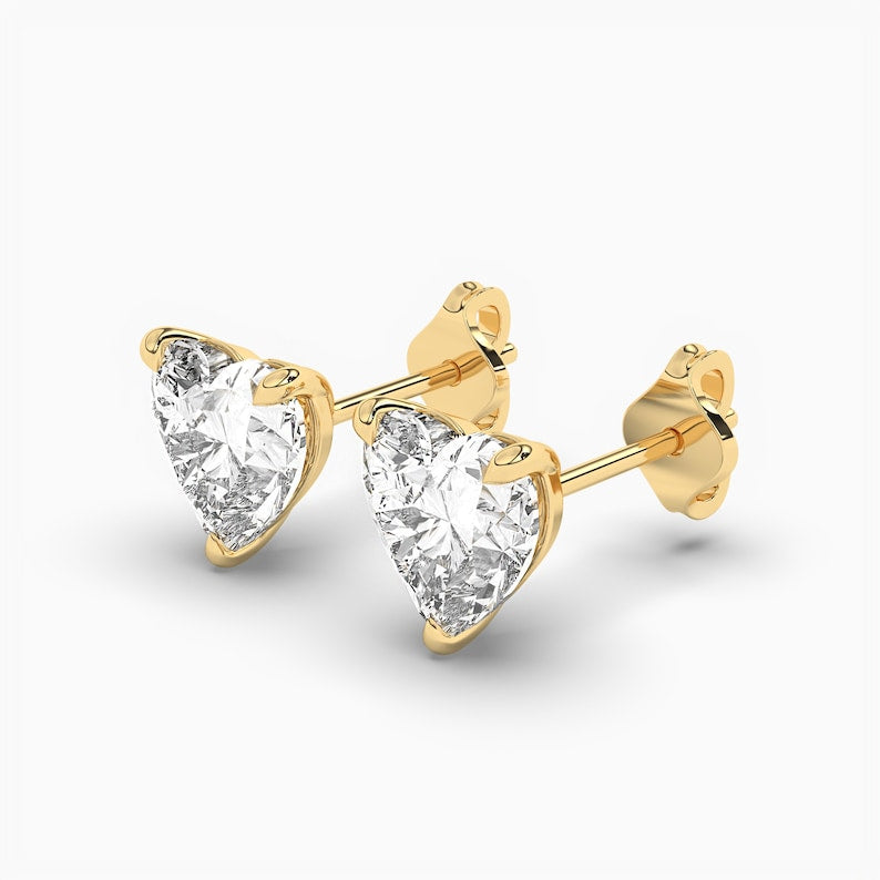 Heart Cut Solitaire Moissanite Diamond Stud Earrings