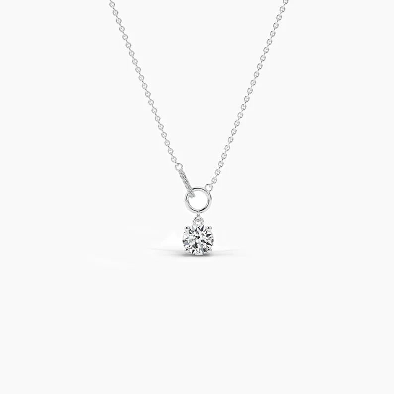 Unique 1.00ct Round Moissanite Diamond Interlocking Necklaces For Women