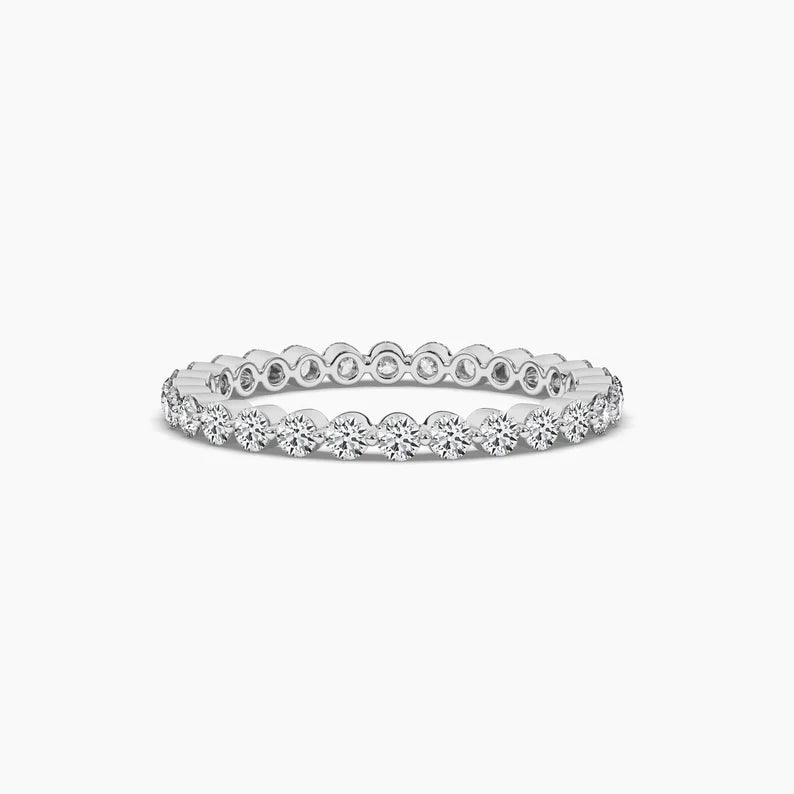 Floating Bubble Prong Set Moissanite Stackable Eternity Ring