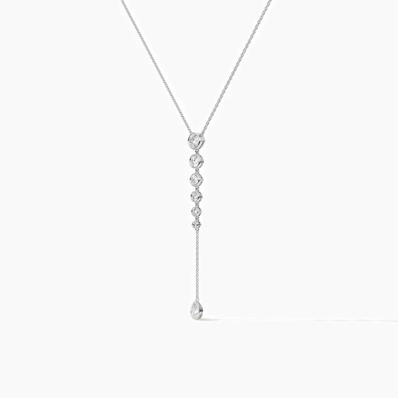 Classic Cushion and Round Moissanite Lariat Necklace