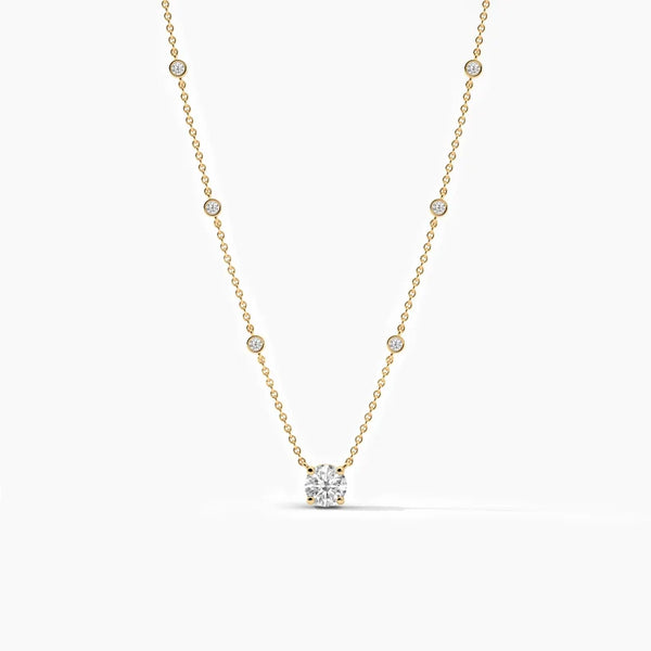 Moissanite Diamond Round Cut Station Necklace