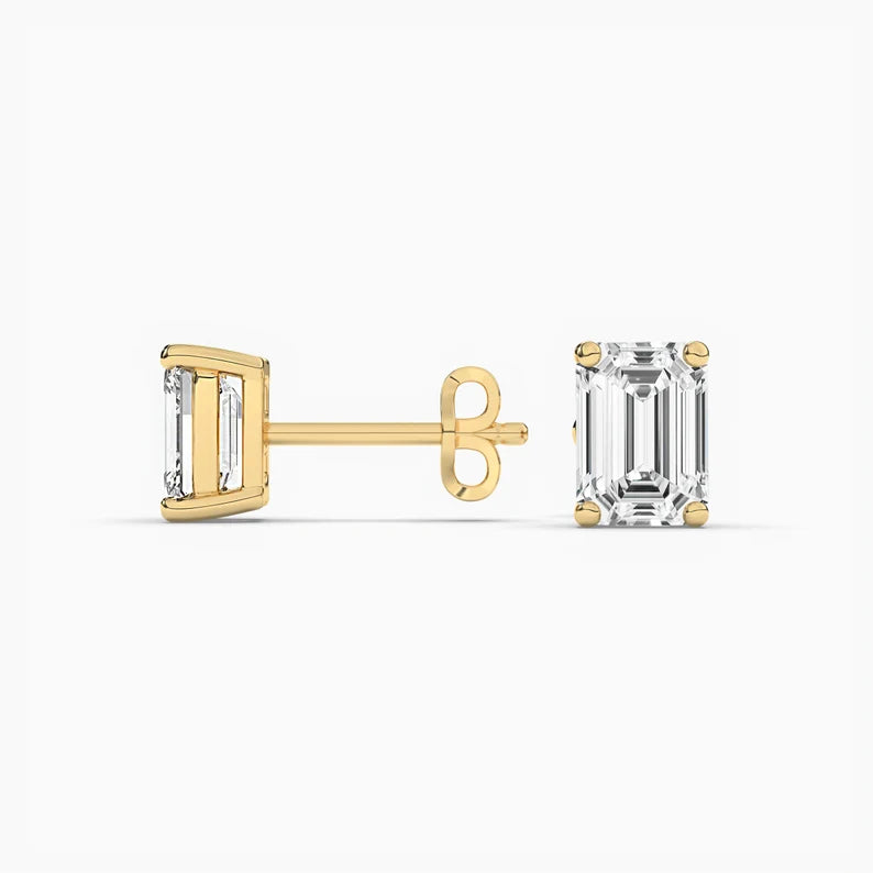 2.0ct Emerald Cut Moissanite Diamond Solitaire Earrings For Women