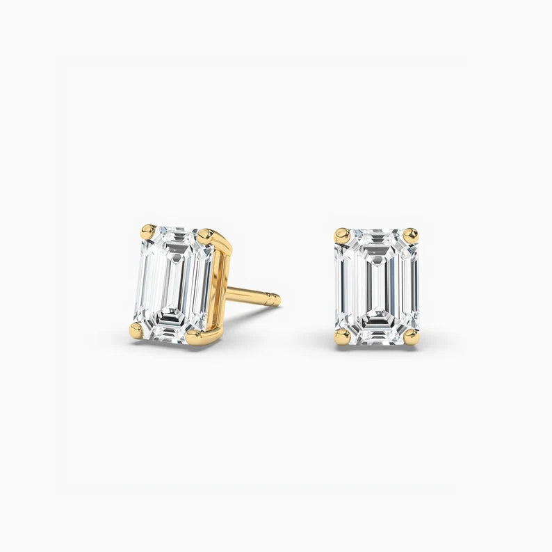 2.0ct Emerald Cut Moissanite Diamond Solitaire Earrings For Women