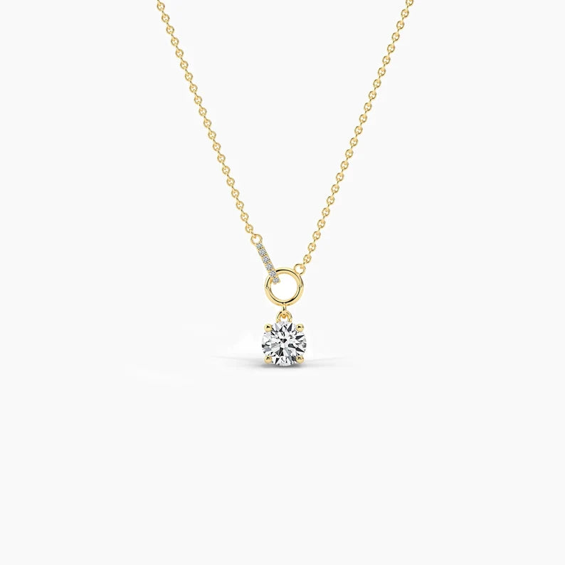 Unique 1.00ct Round Moissanite Diamond Interlocking Necklaces For Women