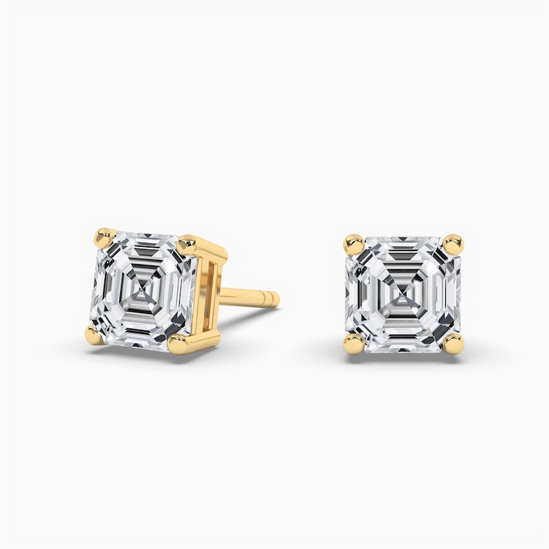 Asscher Cut Moissanite Stud Earrings For Men, Women,Unisex