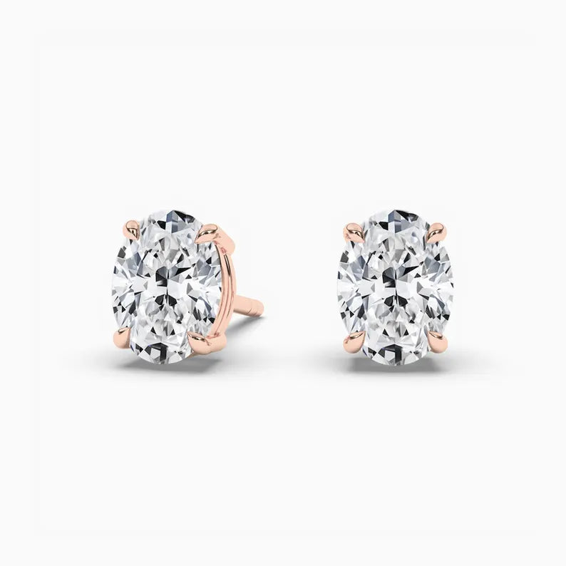 Oval Cut Moissanite Stud Earrings