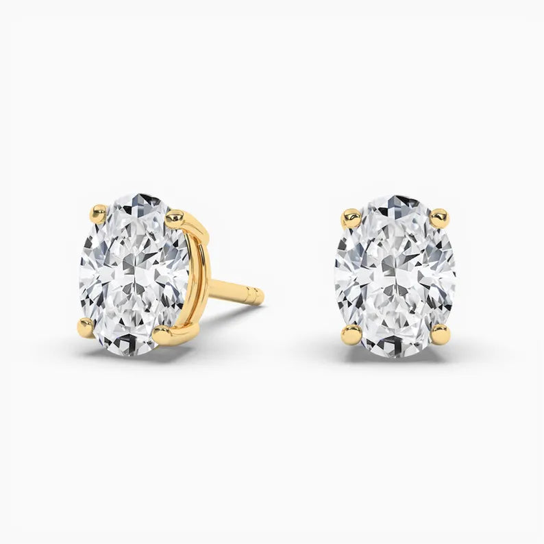 Oval Cut Moissanite Stud Earrings