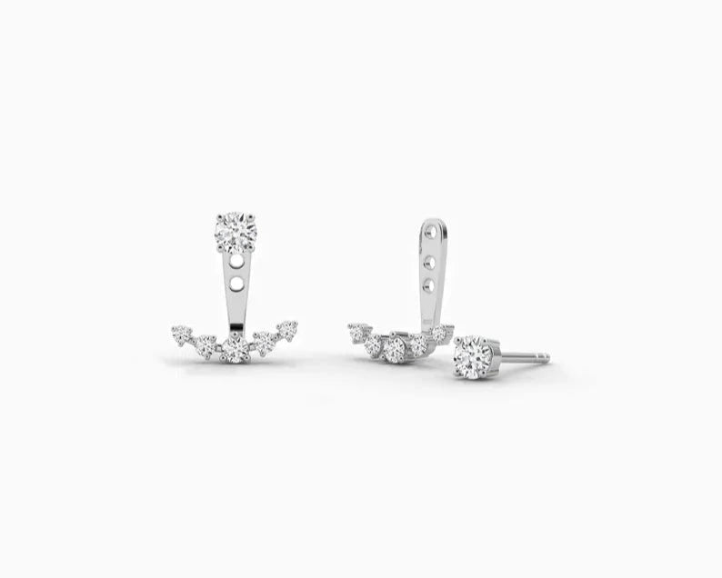 Round Cut Moissanite Diamonds Detachable Ear Jacket For Women