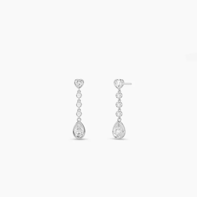 Heart & Pear Cut Moissanite Diamond Drop Earrings For Women