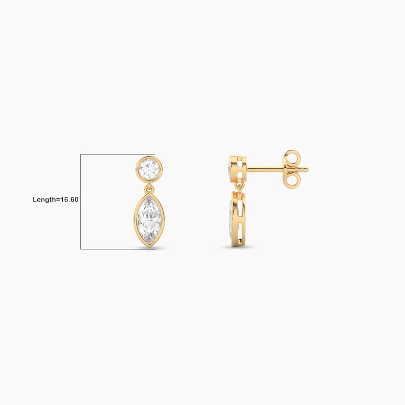 Marquise & Round Cut Moissanite Diamond Drop Earrings For Women