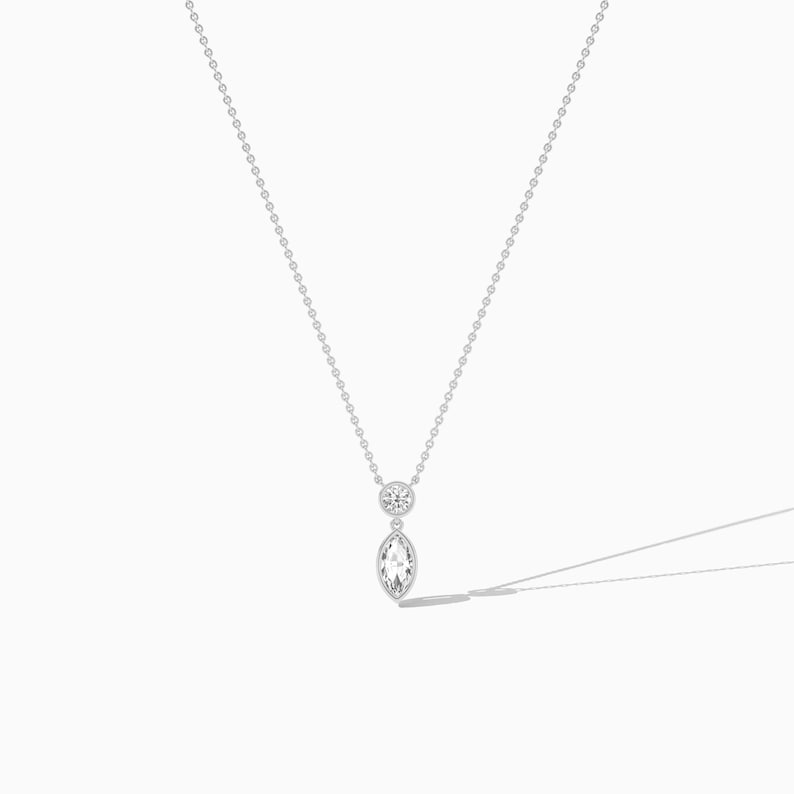 Round & Marquise Cut Moissanite Drop Necklaces For Women