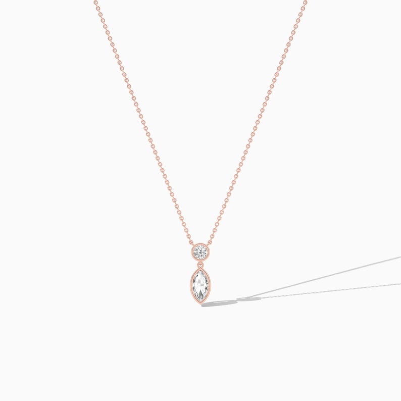 Round & Marquise Cut Moissanite Drop Necklaces For Women