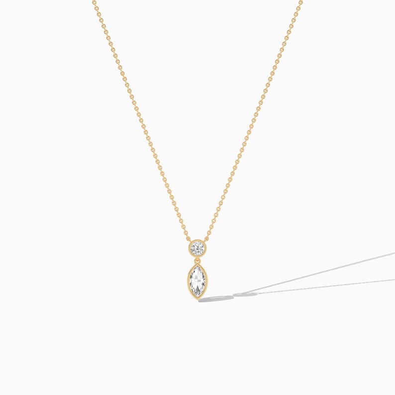 Round & Marquise Cut Moissanite Drop Necklaces For Women