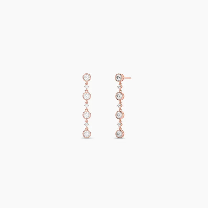 Round Cut Moissanite Diamond Drop Earrings For Women Screw back