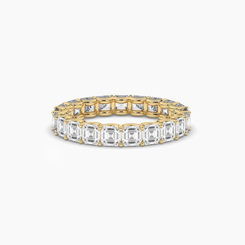 Asscher cut Moissanite Diamond Women's Wedding Stacking Band