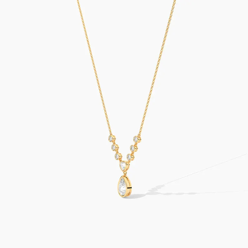 Heart & Pear Cut Moissanite Drop Necklaces For Women