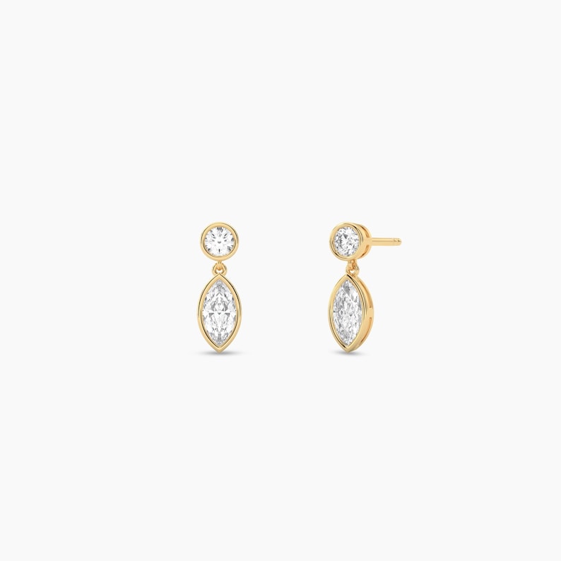 Marquise & Round Cut Moissanite Diamond Drop Earrings For Women