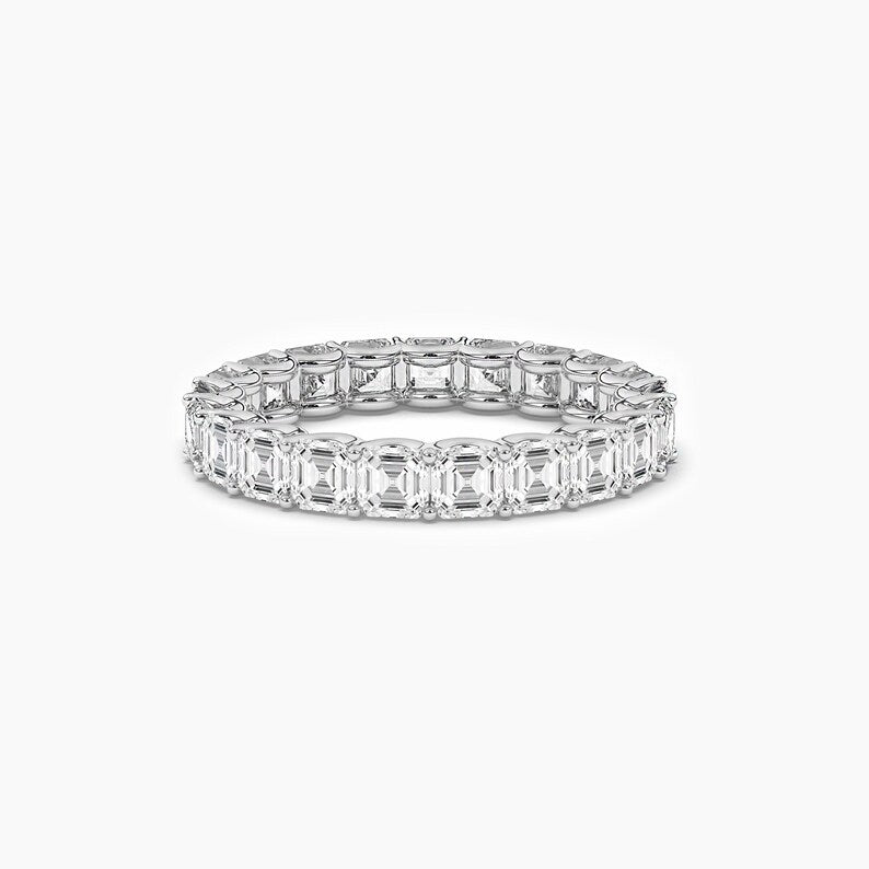 Asscher cut Moissanite Diamond Women's Wedding Stacking Band